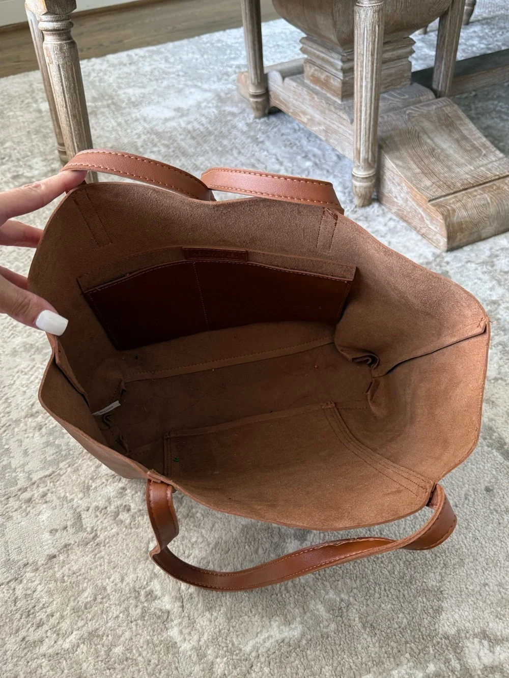 Henny and Lev Tan Faux Leather Tote Bag